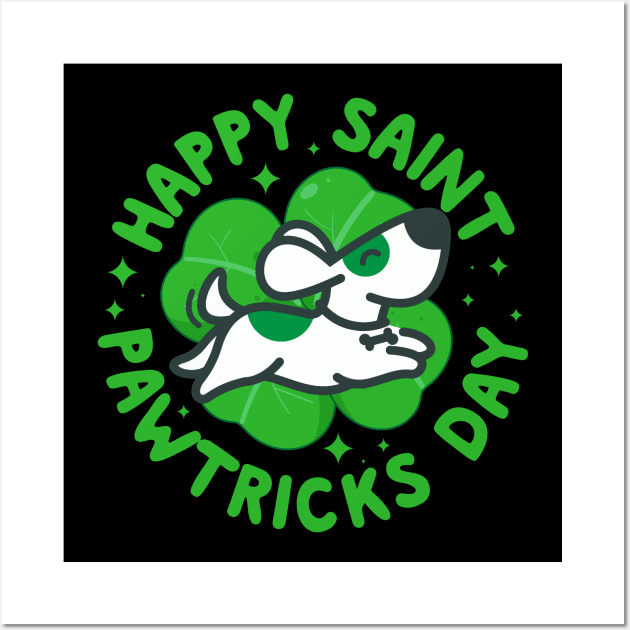 Happy Saint Pawtricks Day Funny Dog Lovers St Patricks Day Wall Art by thingsandthings